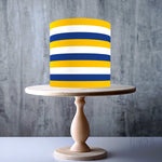Football Stripes Yellow-White-Navy Seamless wrap around edible cake topper decoration