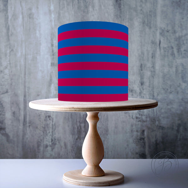 Football Stripes Navy-Burgundy-Navy Seamless wrap around edible cake topper decoration