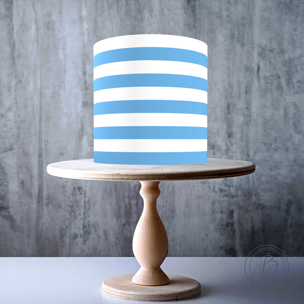 Football Stripes White-Blue-White Seamless wrap around edible cake topper decoration