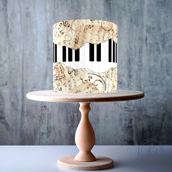 Fault line Piano keyboard Musical Sheets edible cake topper decoration