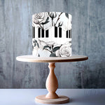 Fault line Piano keyboard Rose Flower Sketch Seamless edible cake topper decoration