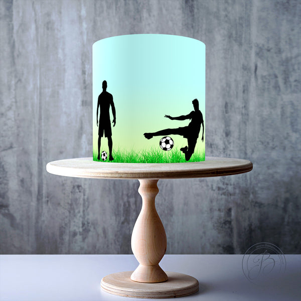 Football Player Silhouette Seamless wrap around edible cake topper decoration