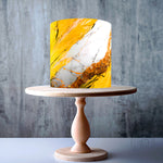 Amber white gold effect marble edible cake topper decoration