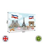 Paris Cityscape, France Travel Landmarks Watercolour wrap around edible cake topper decoration