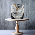 Geode pattern in grey, white, and black edible cake topper decoration