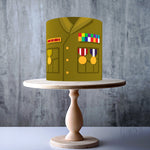 Olive green military uniform design edible cake topper decoration