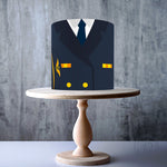 Dark navy pilot uniform design edible cake topper decoration