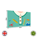 Green blouse teacher-themed design with school supplies edible cake topper decoration