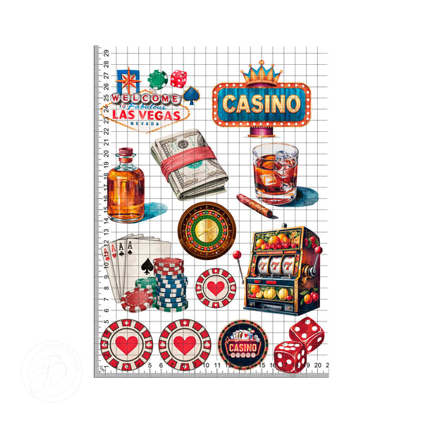 Watercolour Casino set edible cake topper decoration