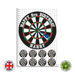 Personalised Dart Board / Darts set 7.5in round cake topper + 8 cupcakes edible cake decoration