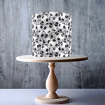 Seamless black and white Balls Pattern Football, Soccer wrap around edible cake topper decoration