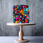 Graffiti-style colourful abstract Seamless wrap around edible cake topper decoration