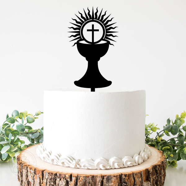 Chalice with Cross and Host First Holy Communion cake topper