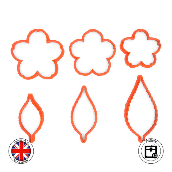 Set of 6 Cherry Flower Template Cookie and Fondant cutter