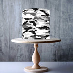 White Camouflage Pattern edible cake topper decoration