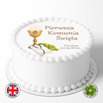 Pierwsza Komunia Święta 7.5in round edible Communion cake topper decoration