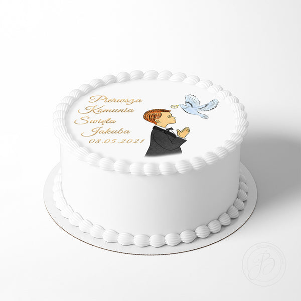 Personalised Pierwsza Komunia Święta Communion Boy 7.5in round edible cake topper decoration