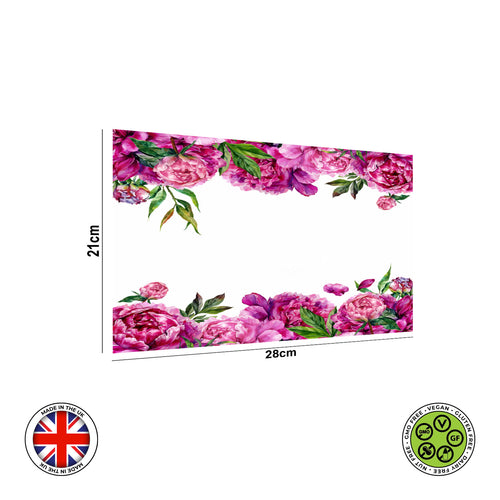 Pink Flowers Border edible cake topper decoration