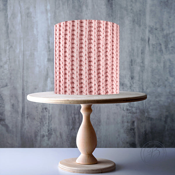 Pink Knit Texture Pattern edible cake topper decoration