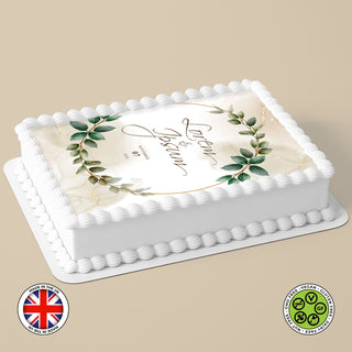 Personalised Wedding Floral Wreath edible cake topper decoration