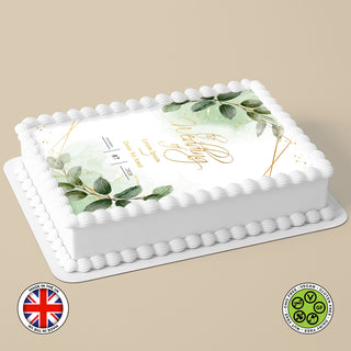 Personalised Wedding Eucalyptus Frame edible cake topper decoration