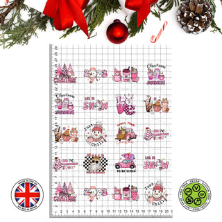 Christmas Cookies Pink Watercolour Collection of edible decorations