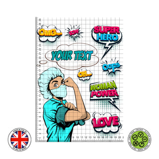 Personalised Doctor Nurse Pinup Pop Art Woman Power edible cake topper decoration