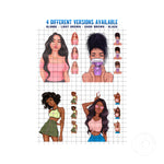 African American Fashion Girl Boss Woman edible cake topper decoration ( Available in Blondie, Light Brown, Dark Brown and Black )