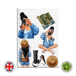 Tourist Girl Photographer Denim Woman edible cake topper decoration ( Available in Blondie, Light Brown, Dark Brown and Black )