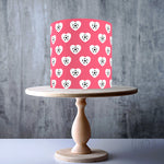 Hearts with Footballs Seamless Pattern on Pink edible cake topper decoration