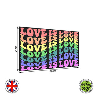 LOVE IS LOVE faded rainbow flag PRIDE edible cake topper decoration