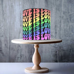 LOVE IS LOVE faded rainbow flag PRIDE edible cake topper decoration