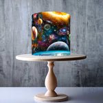 Abstract Solar System Planets Universe edible cake topper decoration