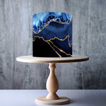 Dark Navy Agate edible cake topper decoration