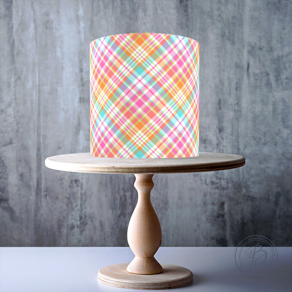 Colourful Easter stripes seamless pattern edible cake topper decoration