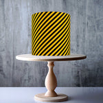 Black and yellow seamless hazard pattern edible cake topper decoration