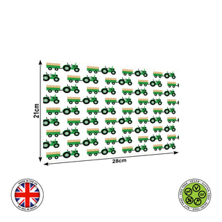 Green Tractor with trailer seamless pattern edible cake topper decoration