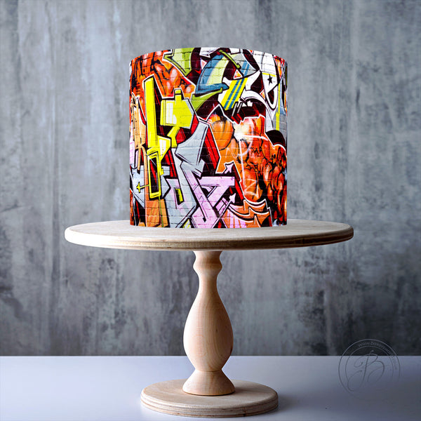 Graffiti wall art edible cake topper decoration