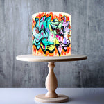 Graffiti wall art edible cake topper decoration