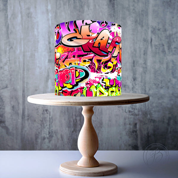 Graffiti wall art edible cake topper decoration