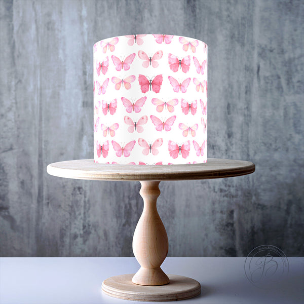 Little princess Pink butterflies seamless pattern edible cake topper decoration