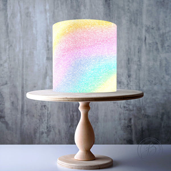 Rainbow Unicorn Glitter effect edible cake topper decoration