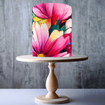 Panoramic watercolour floral painting edible cake topper decoration