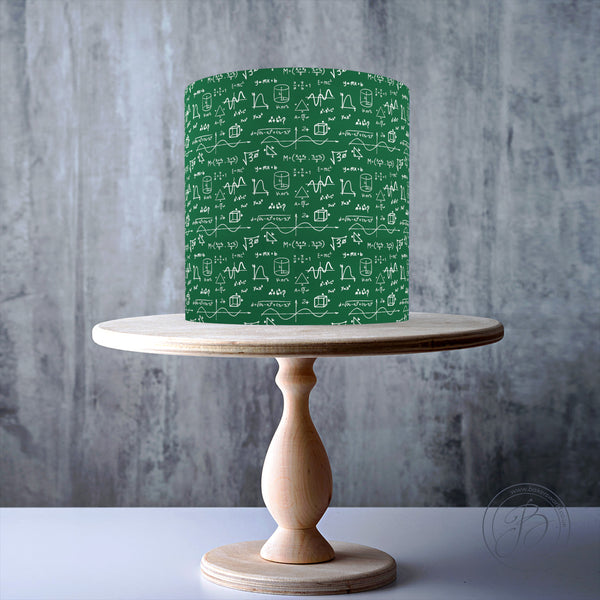 Math Green Chalkboard Seamless Pattern edible cake topper decoration