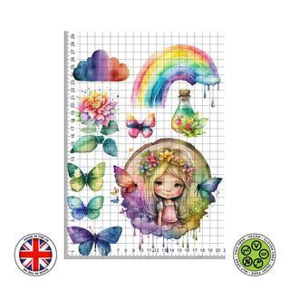Rainbow Fairy Watercolour set with Rainbow Butterfly edible cake topper decoration