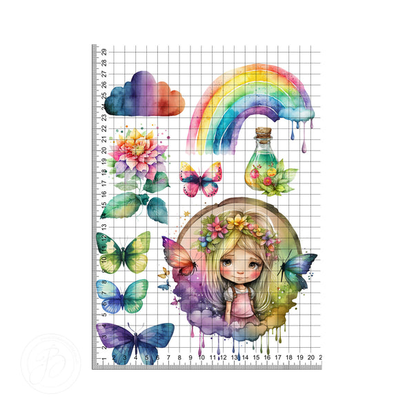 Rainbow Fairy Watercolour set with Rainbow Butterfly edible cake topper decoration