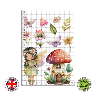 Cute Fairy with Mushroom House Watercolour set edible cake topper decoration