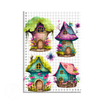 Cute Fairy Houses Watercolour set edible cake topper decoration
