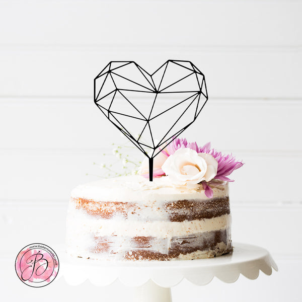 Geo heart - anniversary cake topper