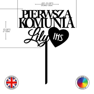 Personalised Pierwsza Komunia IHS - First Holy Communion cake topper